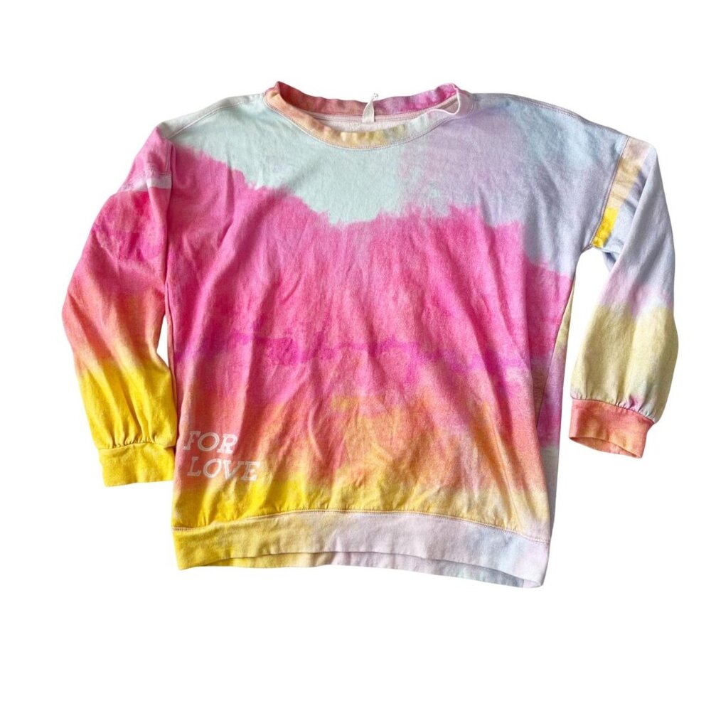 Anthropologie Daily Practice 'For Love' Pink Tie-Dye Sweatshirt Lounge MEDIUM